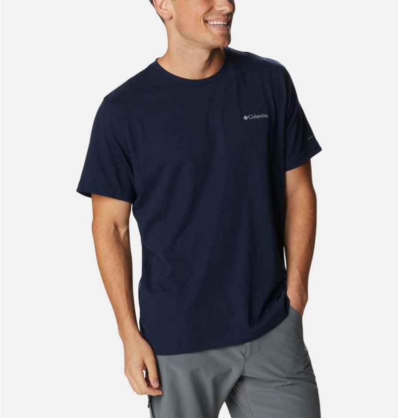 Navy Men's Columbia Thistletown Hills Short Sleeve T-Shirt | HKQXM-0971