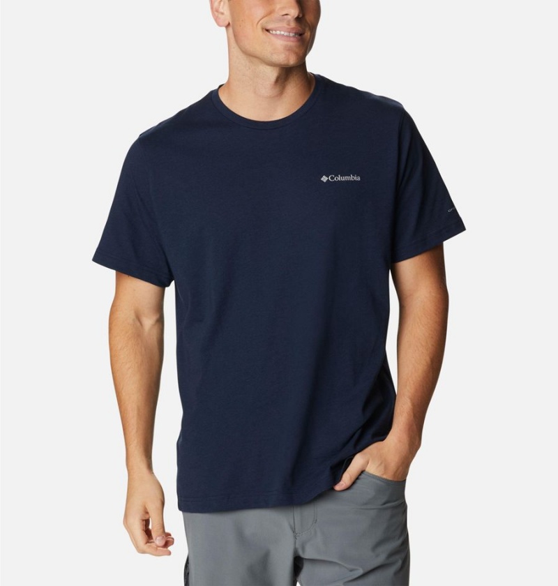 Navy Men\'s Columbia Thistletown Hills Short Sleeve T-Shirt | HKQXM-0971