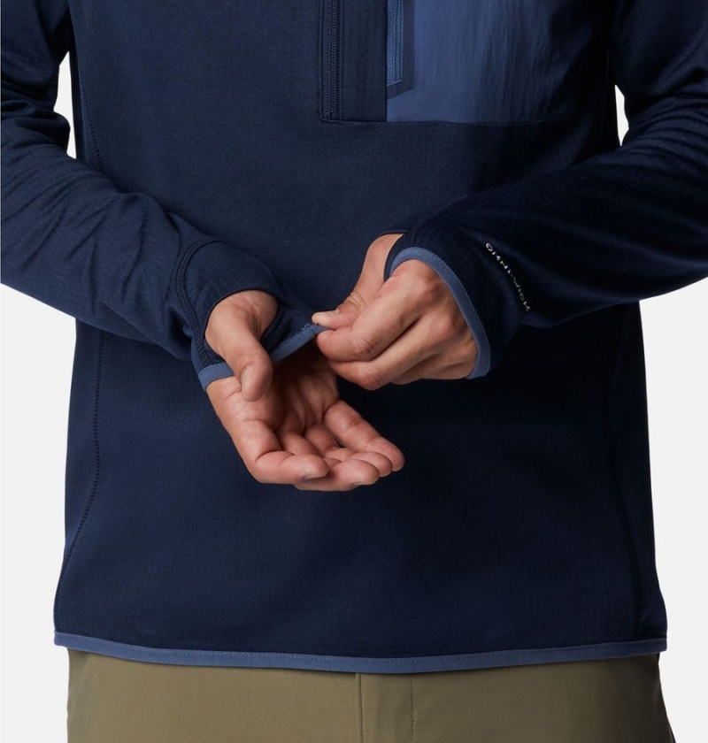 Navy Men's Columbia Triple Canyon Half Zip Pullover | OHSCJ-9436