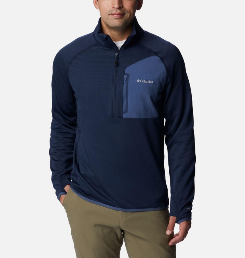 Navy Men\'s Columbia Triple Canyon Half Zip Pullover | OHSCJ-9436