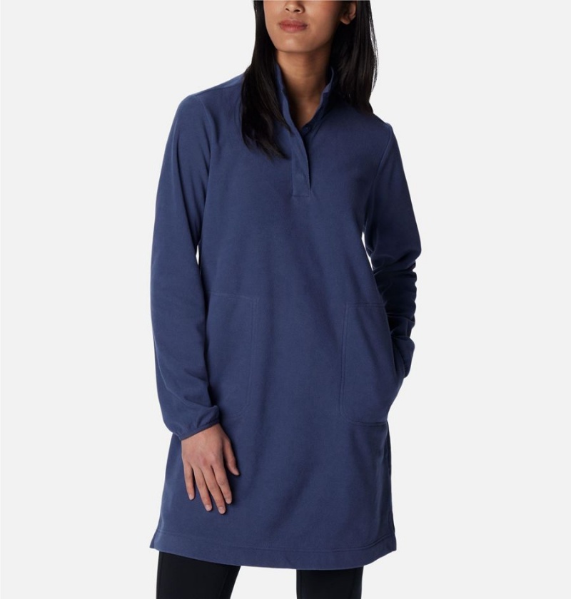 Navy Women's Columbia Anytime Fleece Dress | PHIZE-7453