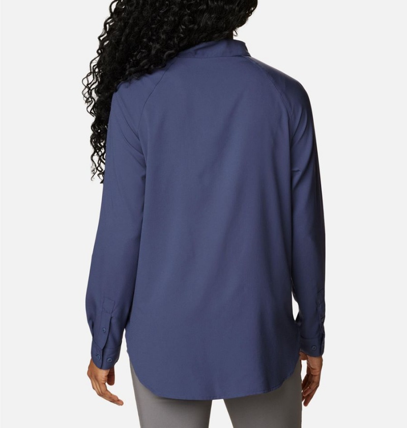 Navy Women's Columbia Anytime Lite Long Sleeve Shirt | WUYXK-0597