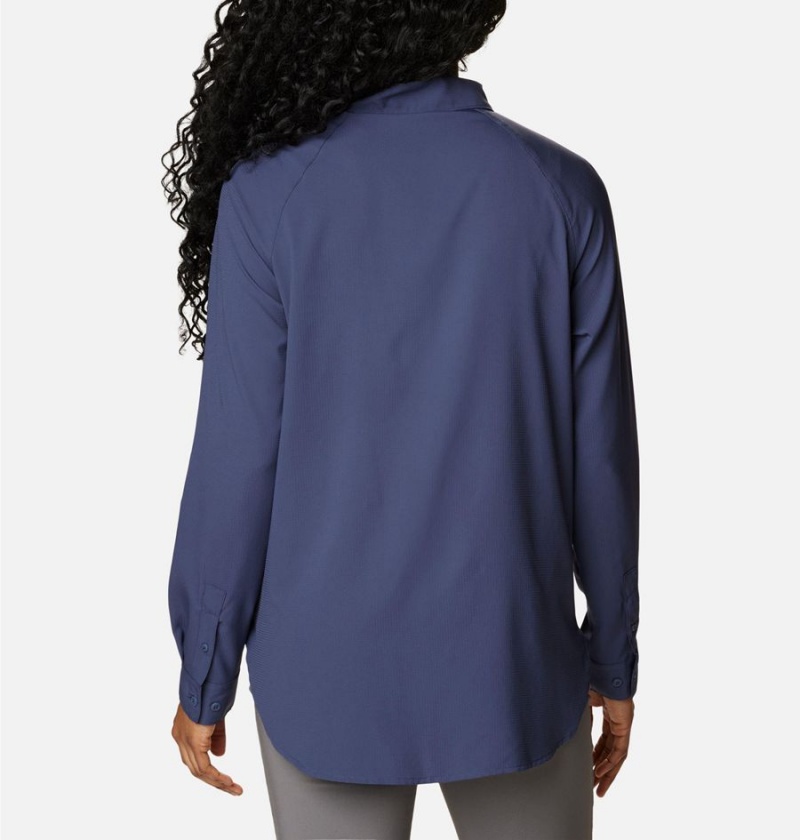 Navy Women's Columbia Anytime Lite Long Sleeve Shirt | WUYXK-0597