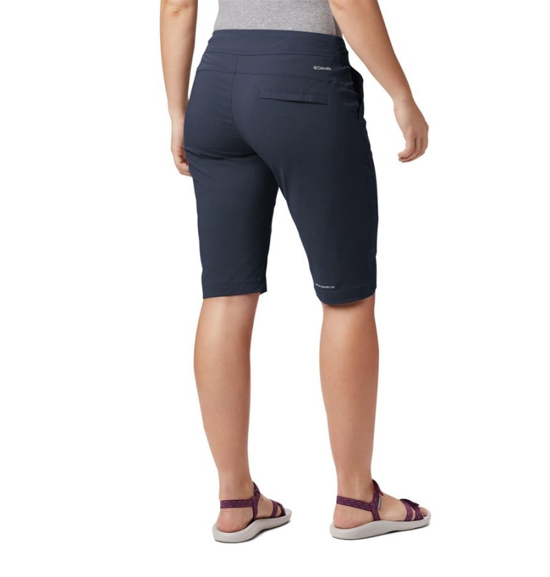 Navy Women's Columbia Anytime Outdoor Long Shorts | SILNF-0248