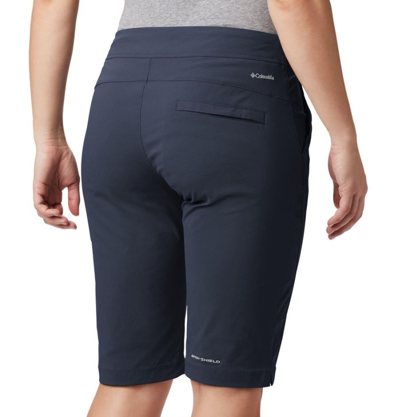 Navy Women's Columbia Anytime Outdoor Long Shorts | SILNF-0248