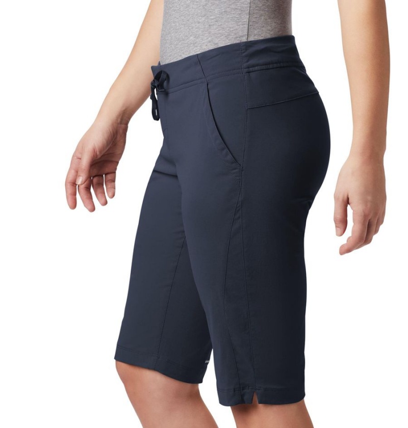 Navy Women's Columbia Anytime Outdoor Long Shorts | SILNF-0248