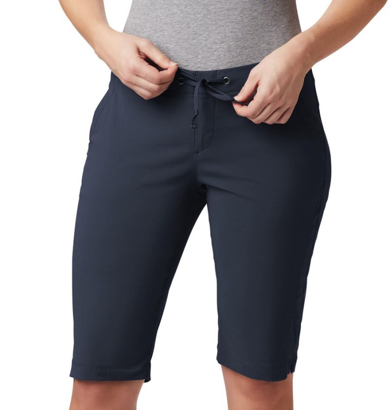 Navy Women's Columbia Anytime Outdoor Long Shorts | SILNF-0248