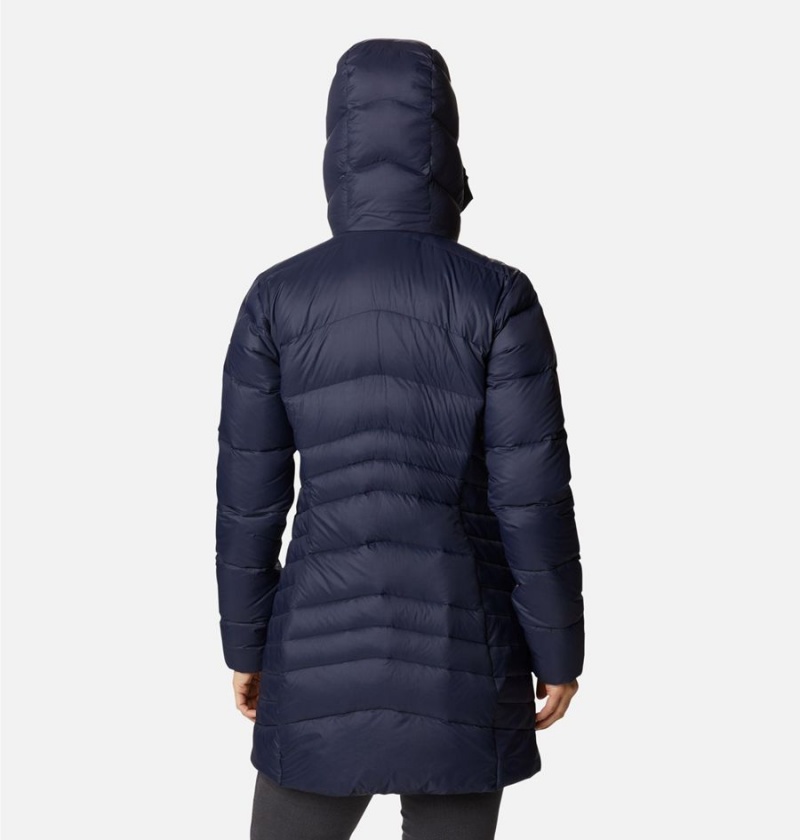 Navy Women's Columbia Autumn Park Hooded Mid Puffer Jacket | JONVM-5126