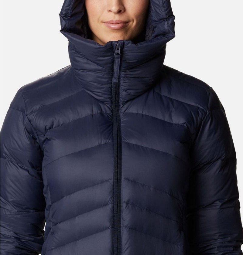 Navy Women's Columbia Autumn Park Hooded Mid Puffer Jacket | JONVM-5126