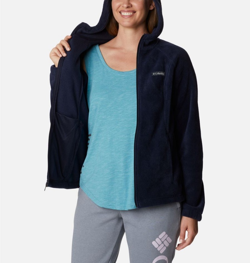 Navy Women's Columbia Benton Springs Full Zip Hoodie Fleece Jacket | KRQND-9012