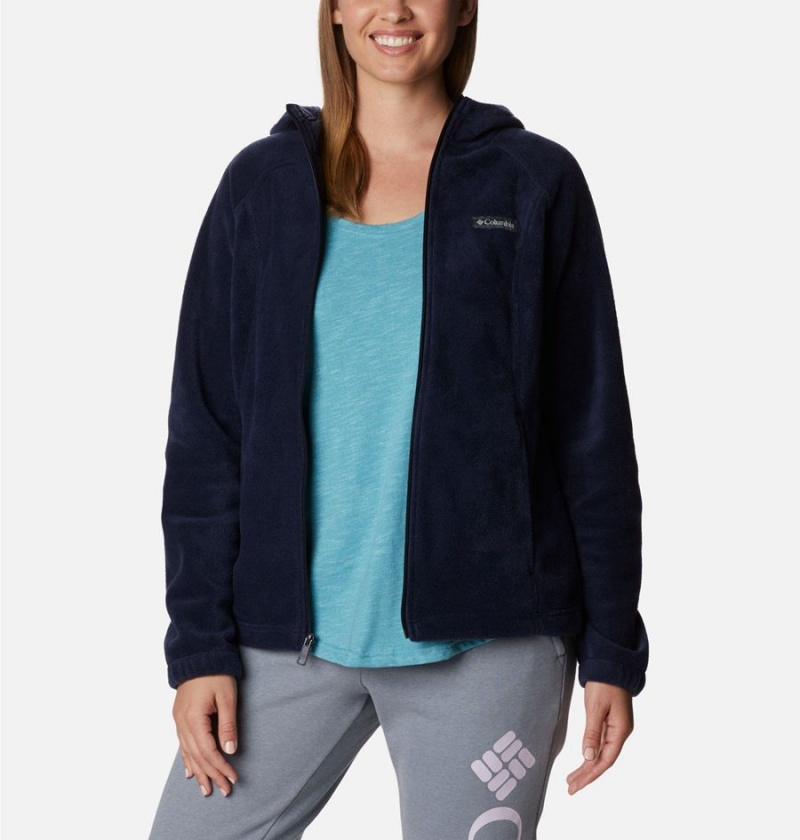 Navy Women's Columbia Benton Springs Full Zip Hoodie Fleece Jacket | KRQND-9012