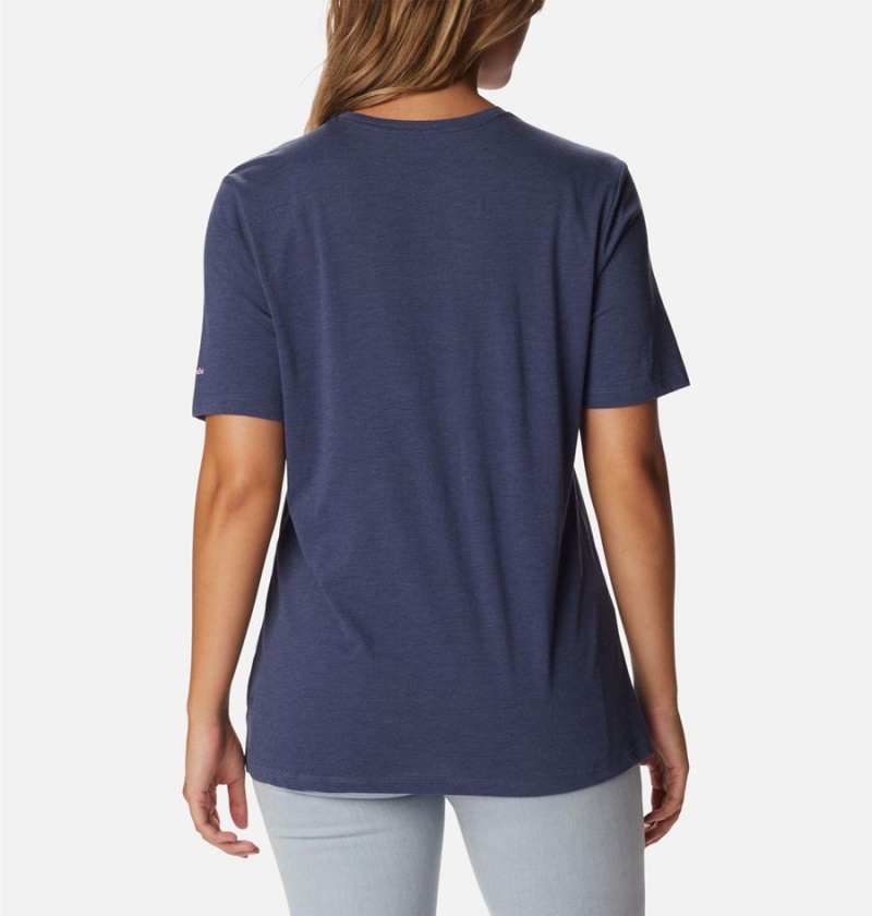 Navy Women's Columbia Bluebird Day Relaxed Crew Neck T-Shirt | USQAO-0365