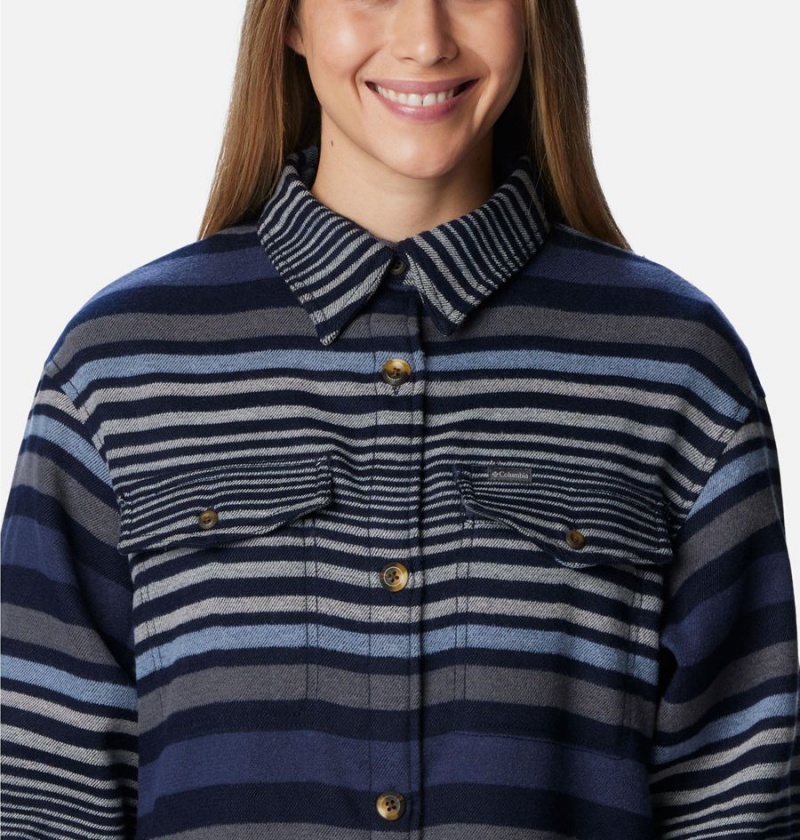 Navy Women's Columbia Calico Basin Jacket Shirt | EDVQS-1753