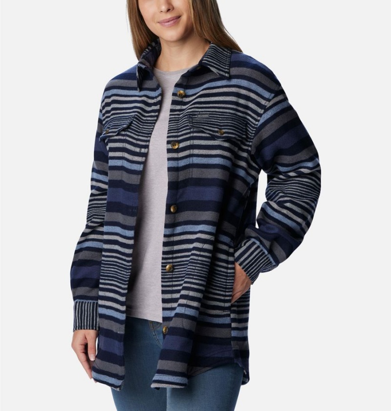 Navy Women's Columbia Calico Basin Jacket Shirt | EDVQS-1753