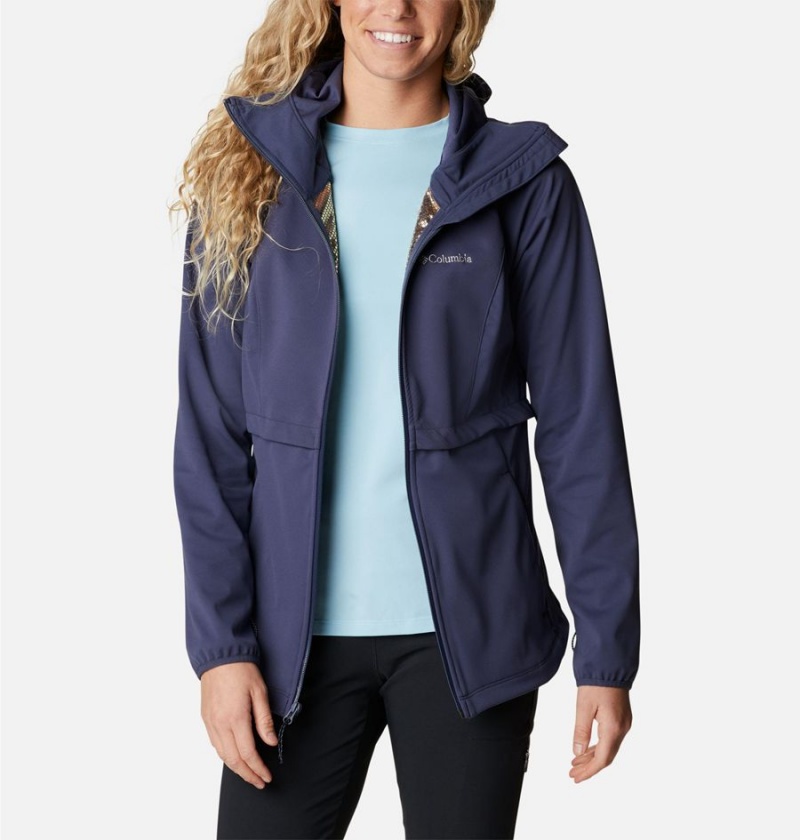 Navy Women's Columbia Canyon Meadows Softshell Jackets | QLJNV-7602