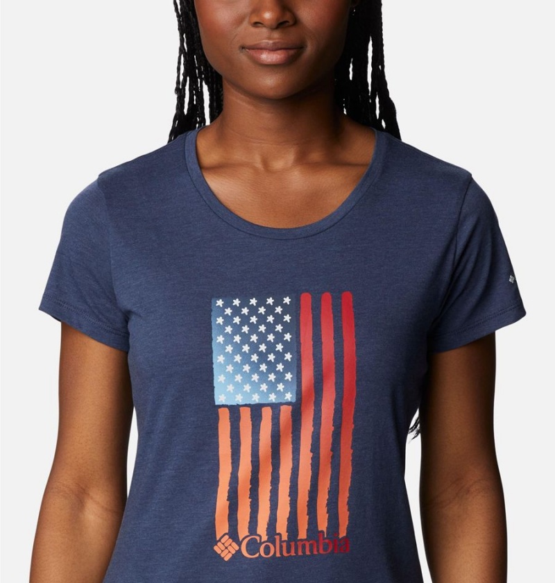 Navy Women's Columbia Daisy Days Graphic T-Shirt | HGVSF-7152