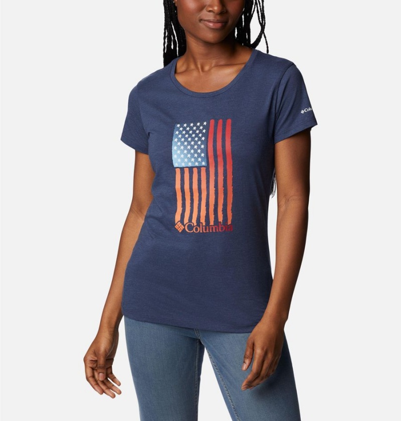 Navy Women's Columbia Daisy Days Graphic T-Shirt | HGVSF-7152