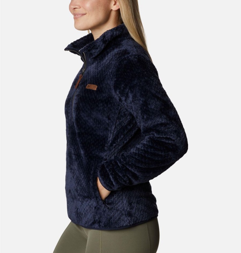 Navy Women's Columbia Fire Side Quarter Zip Sherpa Fleece Pullover | PVSIG-5094