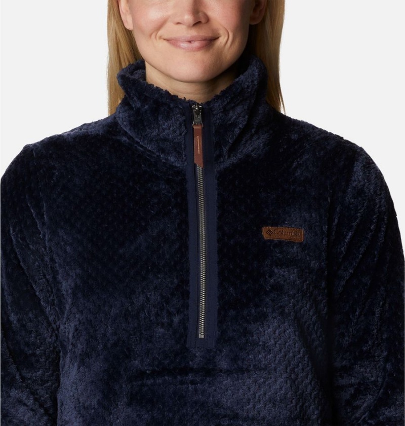 Navy Women's Columbia Fire Side Quarter Zip Sherpa Fleece Pullover | PVSIG-5094