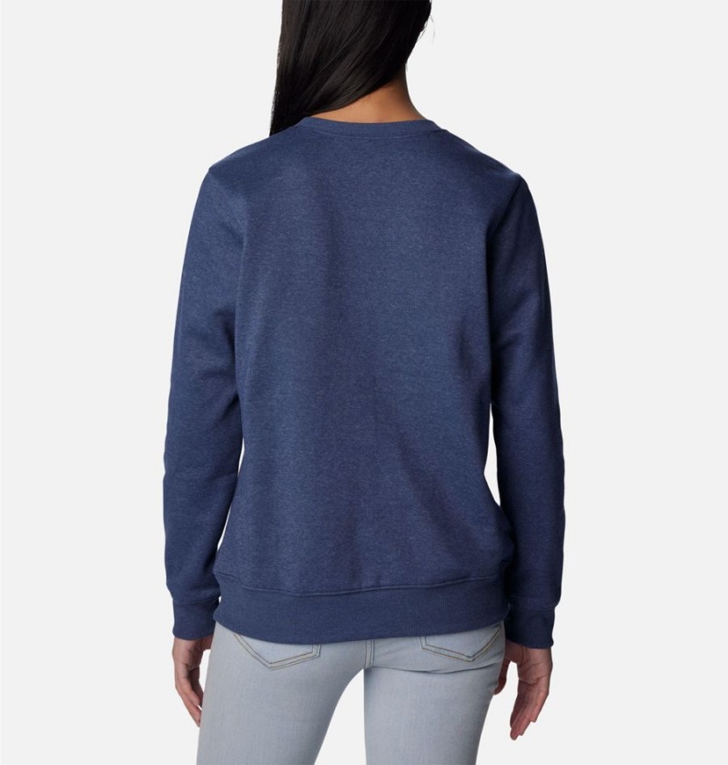 Navy Women's Columbia Hart Mountain II Graphic Crew Pullover | WJBYE-2106