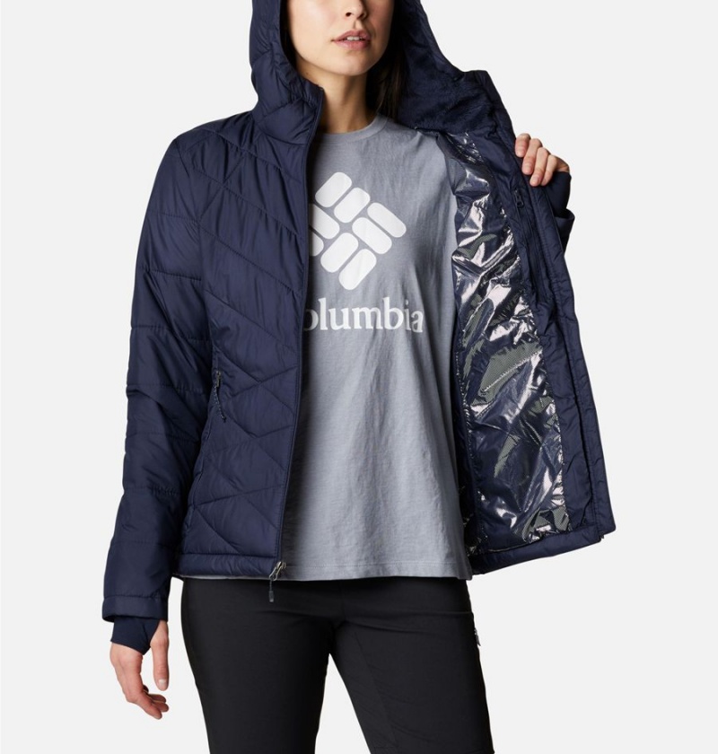 Navy Women's Columbia Heavenly Hooded Puffer Jacket | KIBGP-3962