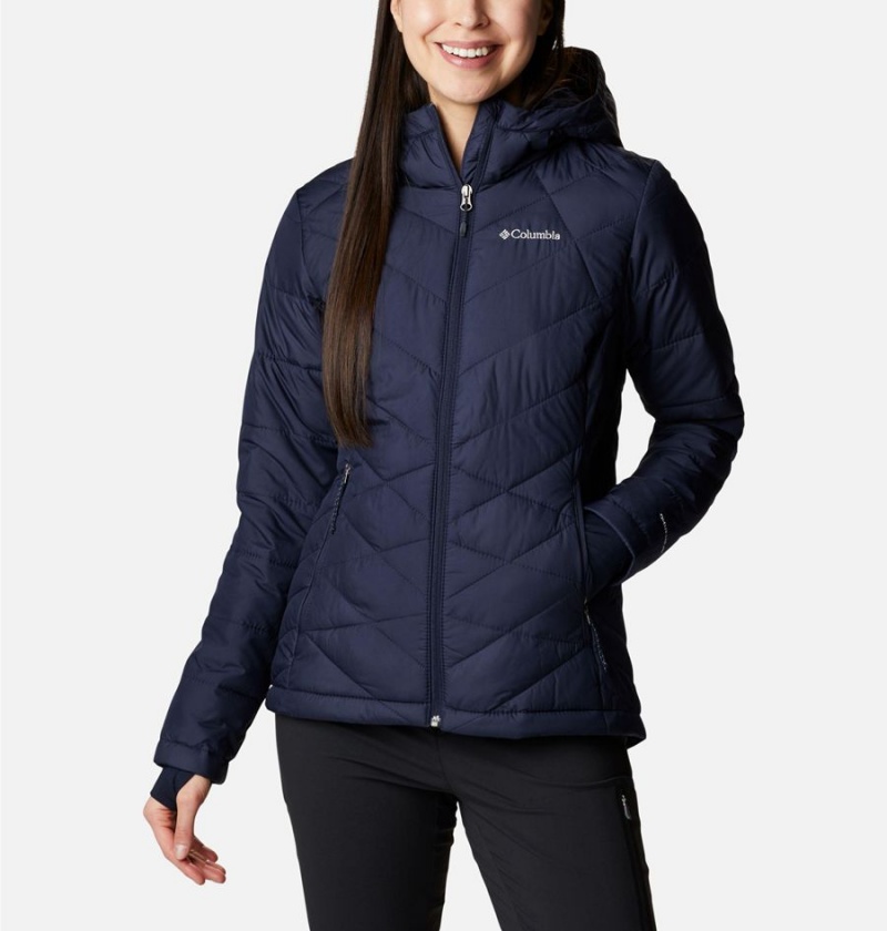 Navy Women\'s Columbia Heavenly Hooded Puffer Jacket | KIBGP-3962