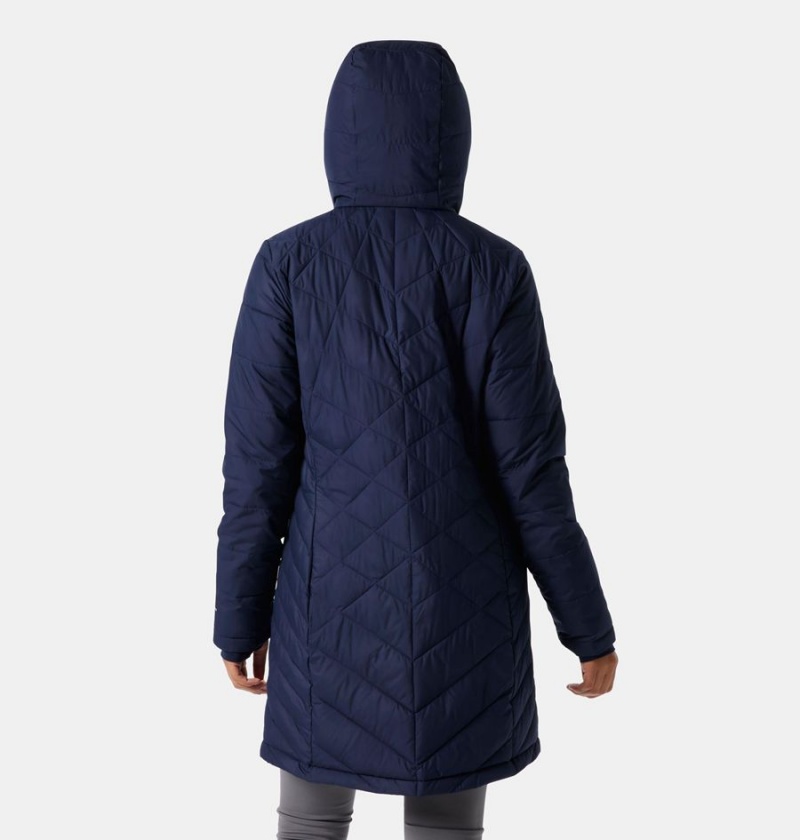 Navy Women's Columbia Heavenly Long Hooded Puffer Jacket | HQWSY-6941