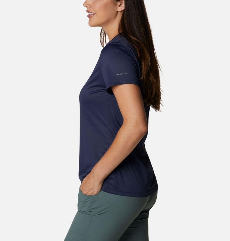 Navy Women's Columbia Hike Short Sleeve Crew T-Shirt | NYUHV-9861