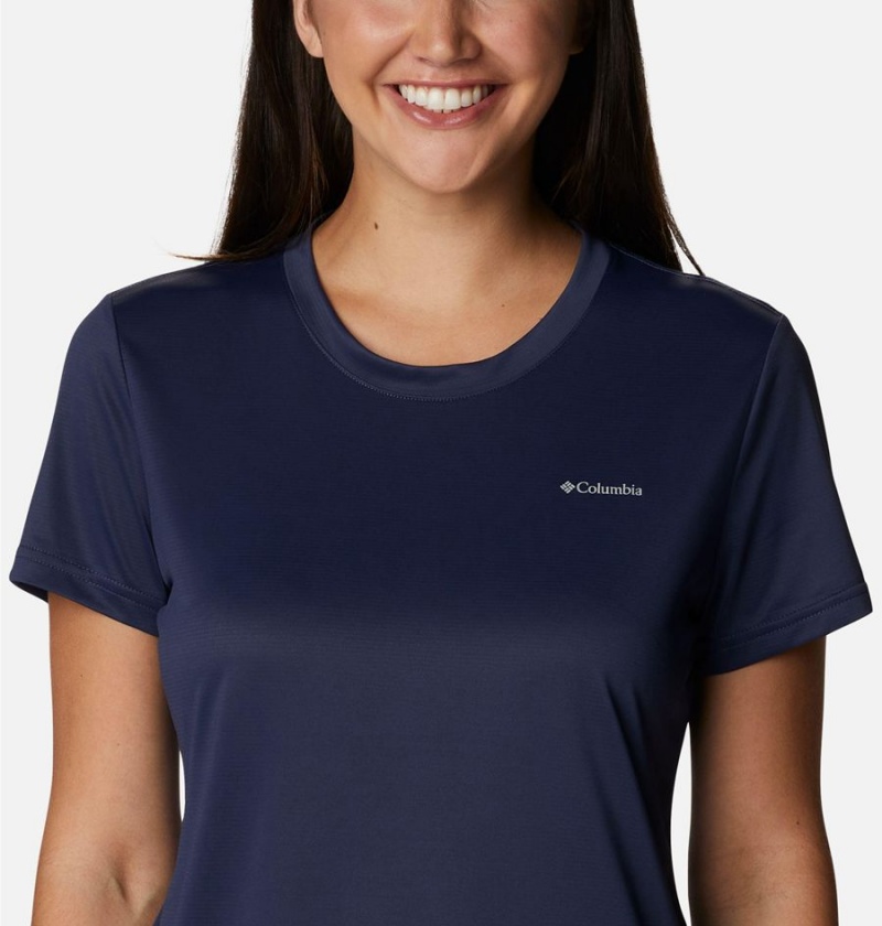 Navy Women's Columbia Hike Short Sleeve Crew T-Shirt | NYUHV-9861