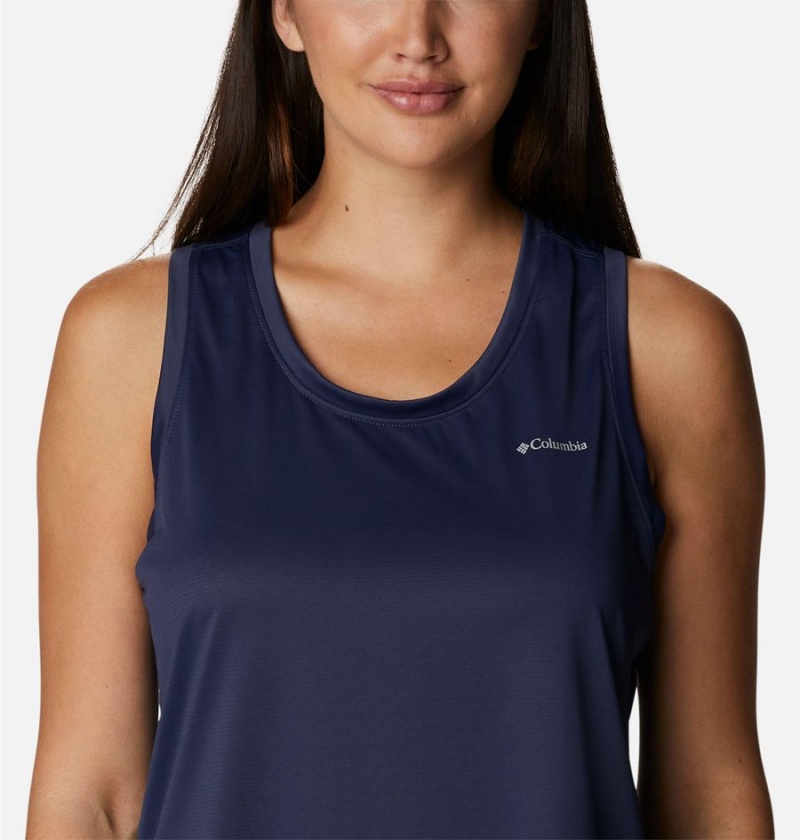 Navy Women's Columbia Hike Tank Top | NQICU-5647