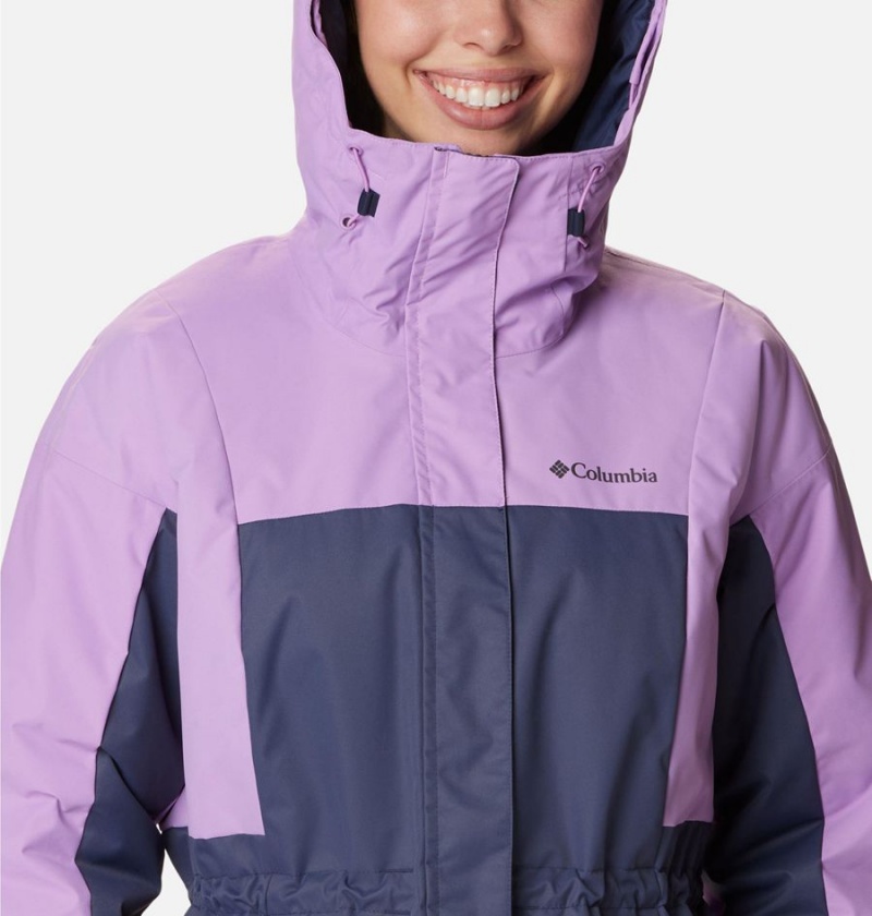 Navy Women's Columbia Hikebound Long Insulated Puffer Jacket | EHXAG-0568