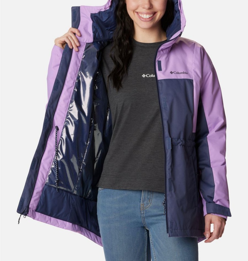 Navy Women's Columbia Hikebound Long Insulated Puffer Jacket | EHXAG-0568