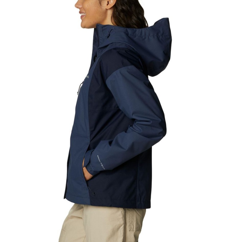 Navy Women's Columbia Hikebound Rain Jacket | OCVUZ-3651