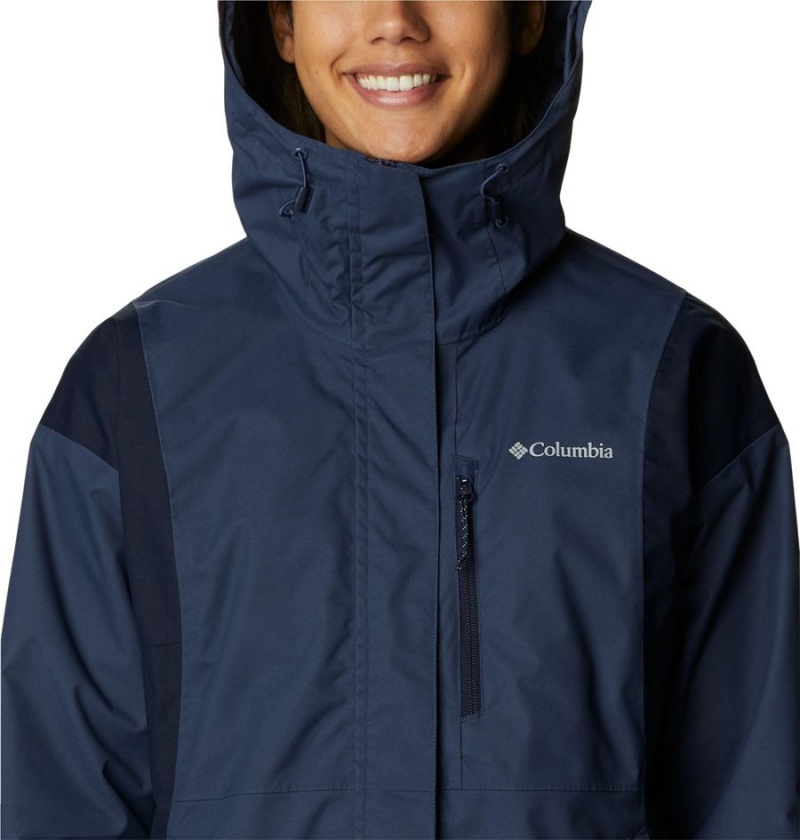 Navy Women's Columbia Hikebound Rain Jacket | OCVUZ-3651