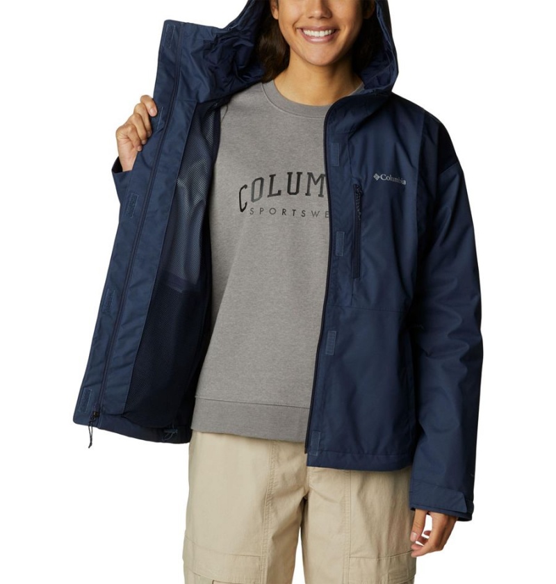 Navy Women's Columbia Hikebound Rain Jacket | OCVUZ-3651