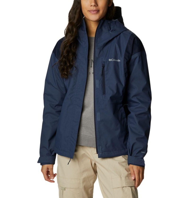 Navy Women's Columbia Hikebound Rain Jacket | OCVUZ-3651