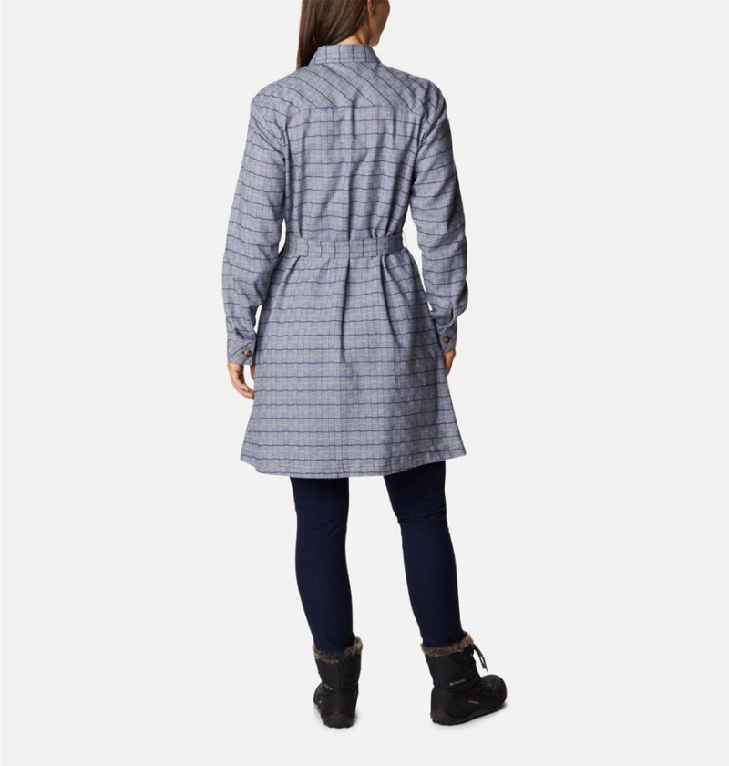 Navy Women's Columbia Holly Hideaway Flannel Dress | JFRWI-7638