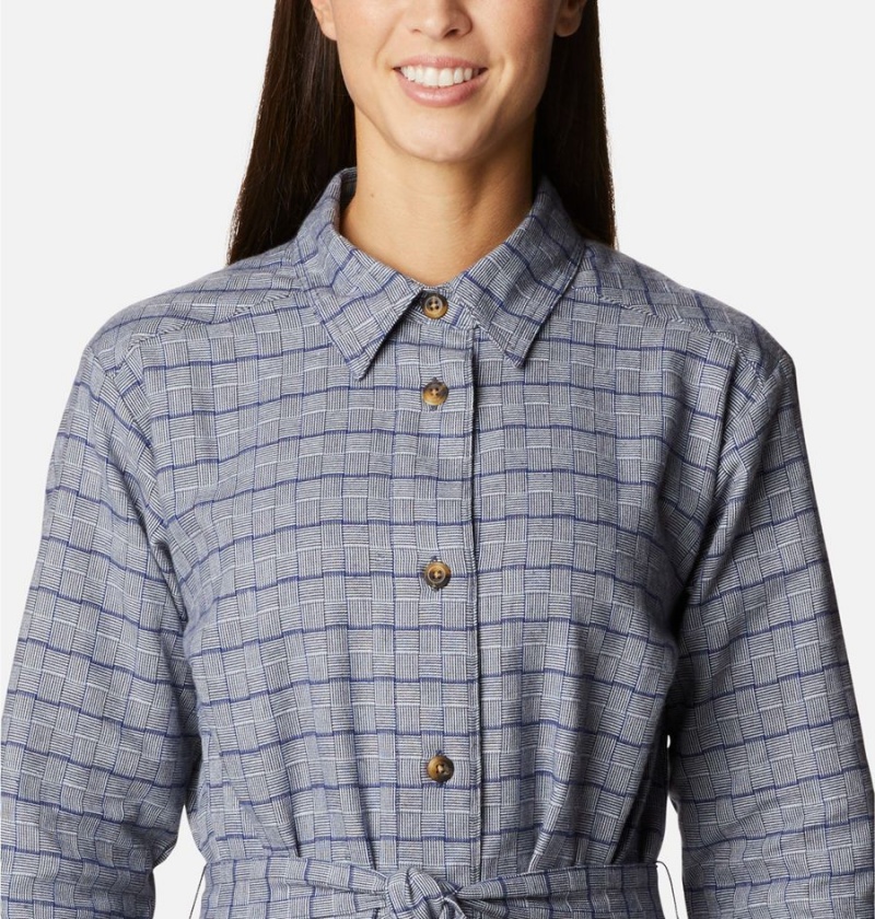 Navy Women's Columbia Holly Hideaway Flannel Dress | JFRWI-7638