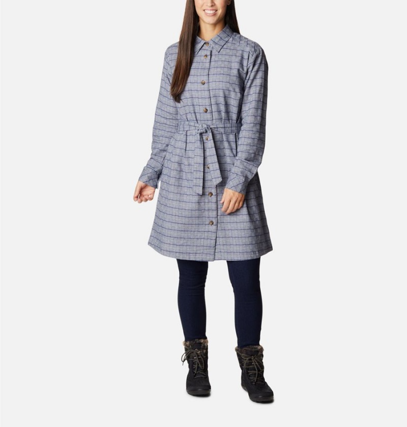 Navy Women\'s Columbia Holly Hideaway Flannel Dress | JFRWI-7638