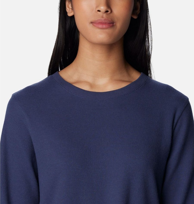 Navy Women's Columbia Holly Hideaway Waffle Tunic Pullover | EDWON-4719