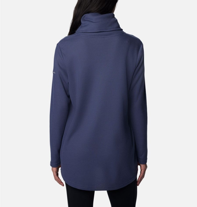 Navy Women's Columbia Holly Hideaway Waffle Cowl Neck Pullover | YXAUH-0571