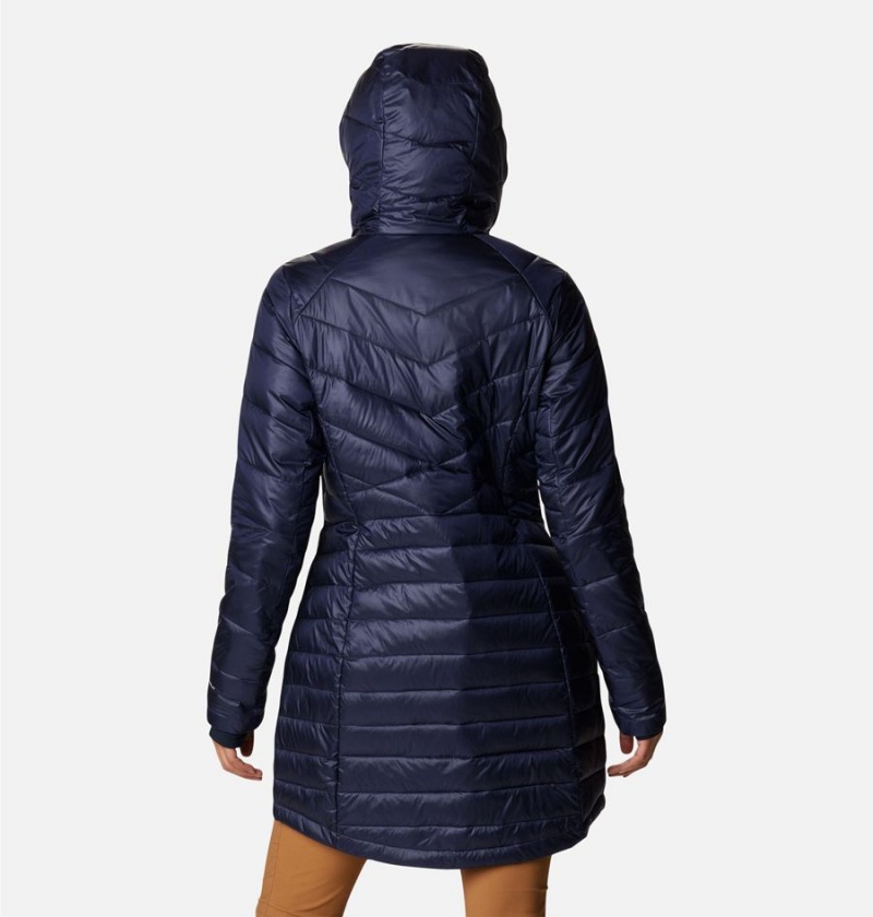 Navy Women's Columbia Joy Peak Mid Insulated Hooded Puffer Jacket | GOTCZ-4950