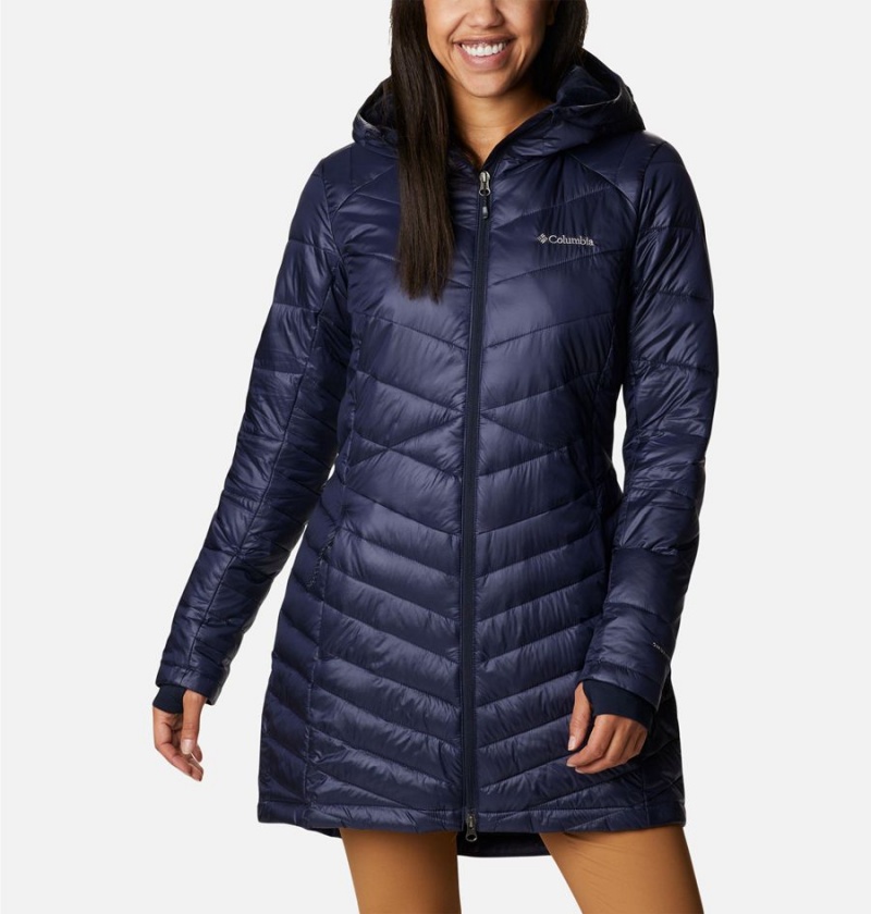 Navy Women\'s Columbia Joy Peak Mid Insulated Hooded Puffer Jacket | GOTCZ-4950