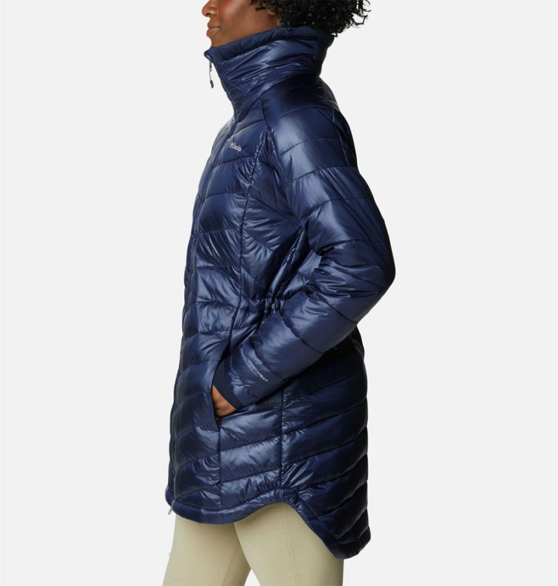 Navy Women's Columbia Joy Peak Mid Puffer Jacket | HRKJF-7943