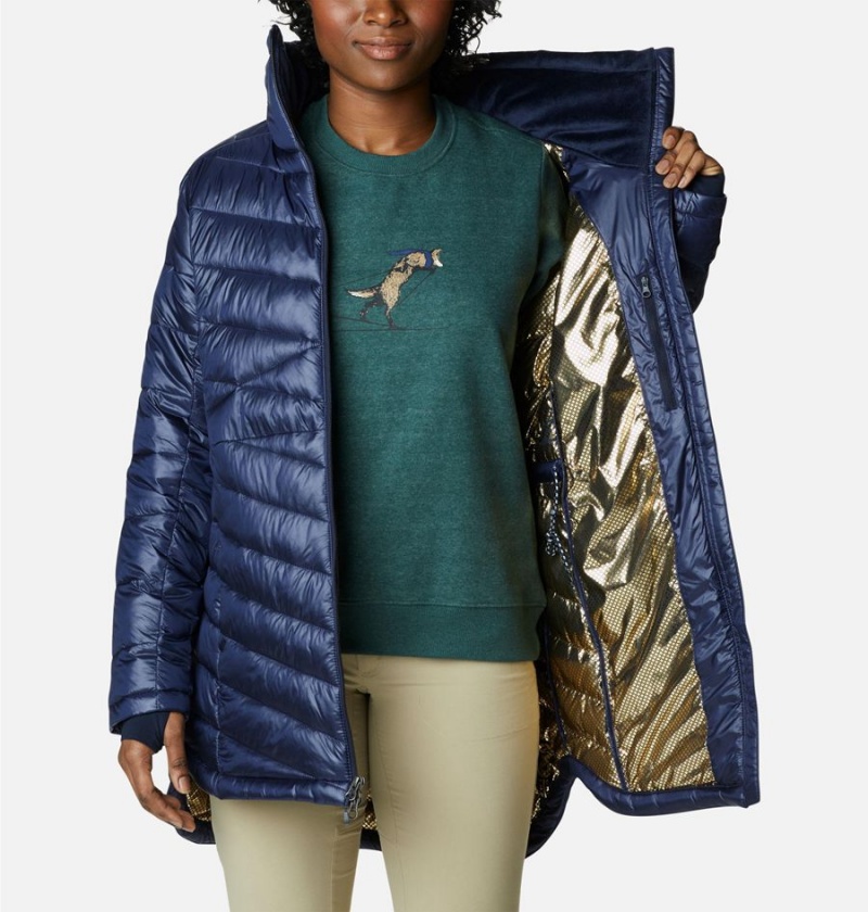 Navy Women's Columbia Joy Peak Mid Puffer Jacket | HRKJF-7943