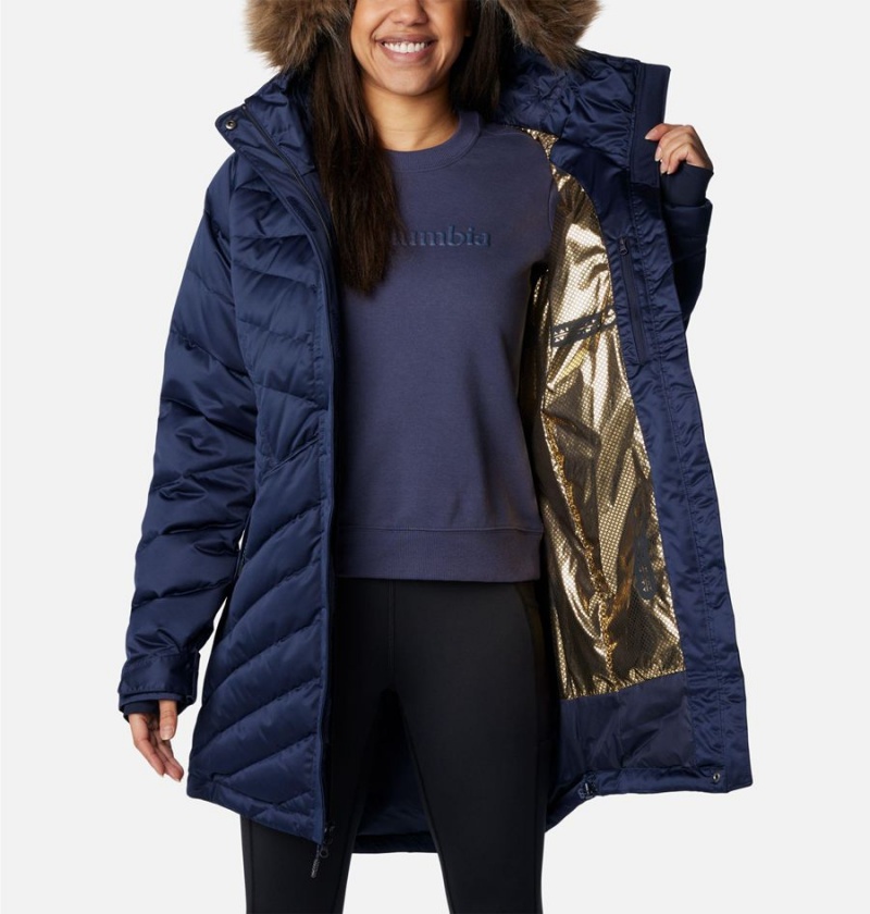 Navy Women's Columbia Lay D III Mid Puffer Jacket | KSOJM-8413