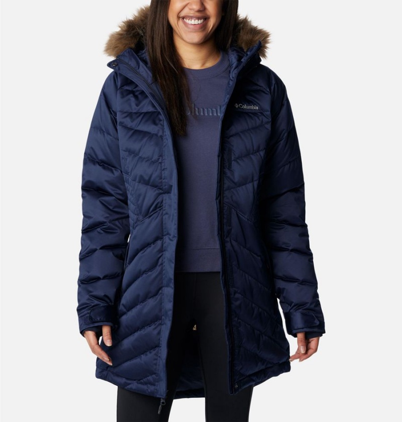 Navy Women's Columbia Lay D III Mid Puffer Jacket | KSOJM-8413