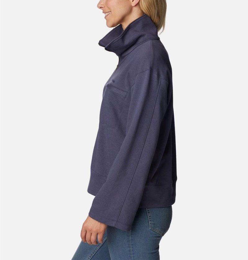 Navy Women's Columbia Lodge French Terry Pullover | AVDOX-1036