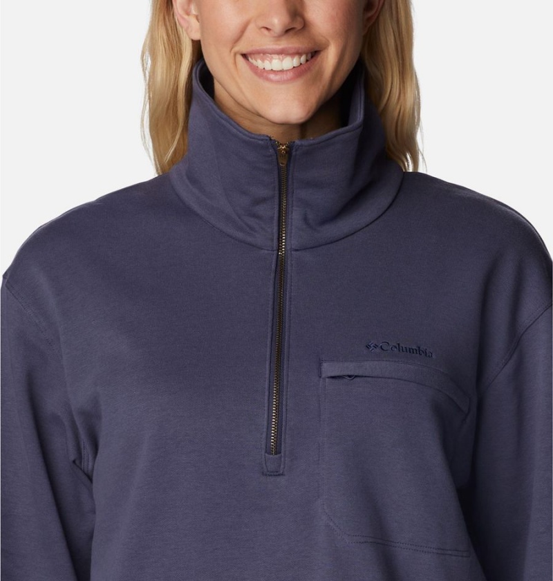 Navy Women's Columbia Lodge French Terry Pullover | AVDOX-1036