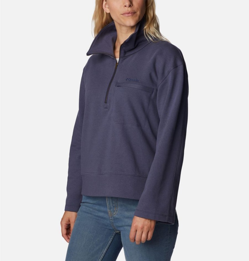 Navy Women's Columbia Lodge French Terry Pullover | AVDOX-1036